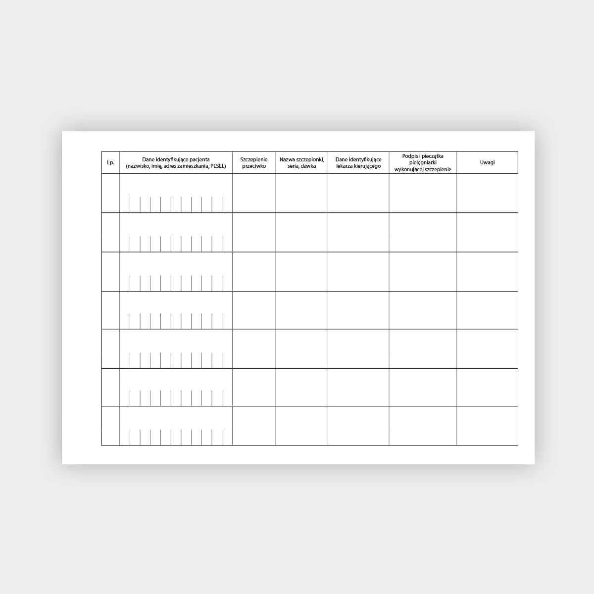 KSIĘGA SZCZEPIEŃ książka Og-4 wnętrze