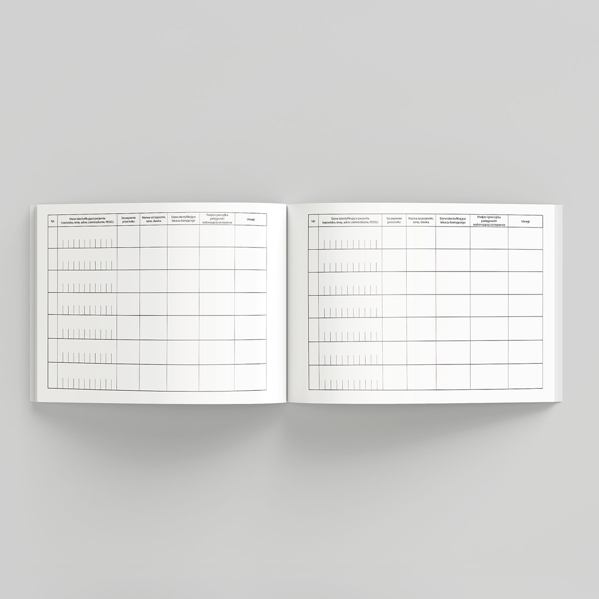 KSIĘGA SZCZEPIEŃ książka Og-4 wnętrze