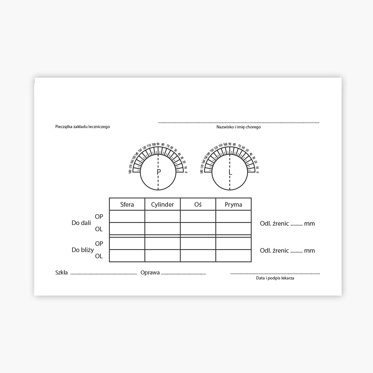 Recepta okularowa A6