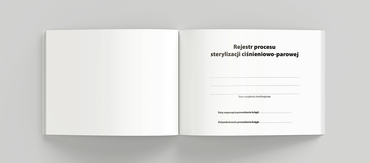 Książka Rejestr procesu sterylizacji narzędzi - wnętrze, strona tytułowa