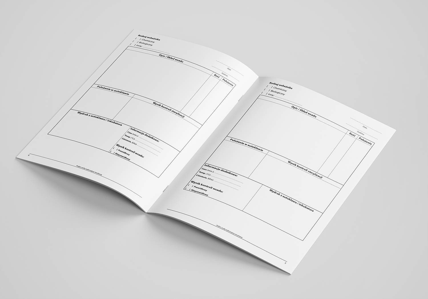 Książka monitoringu procesów sterylizacji - wnętrze